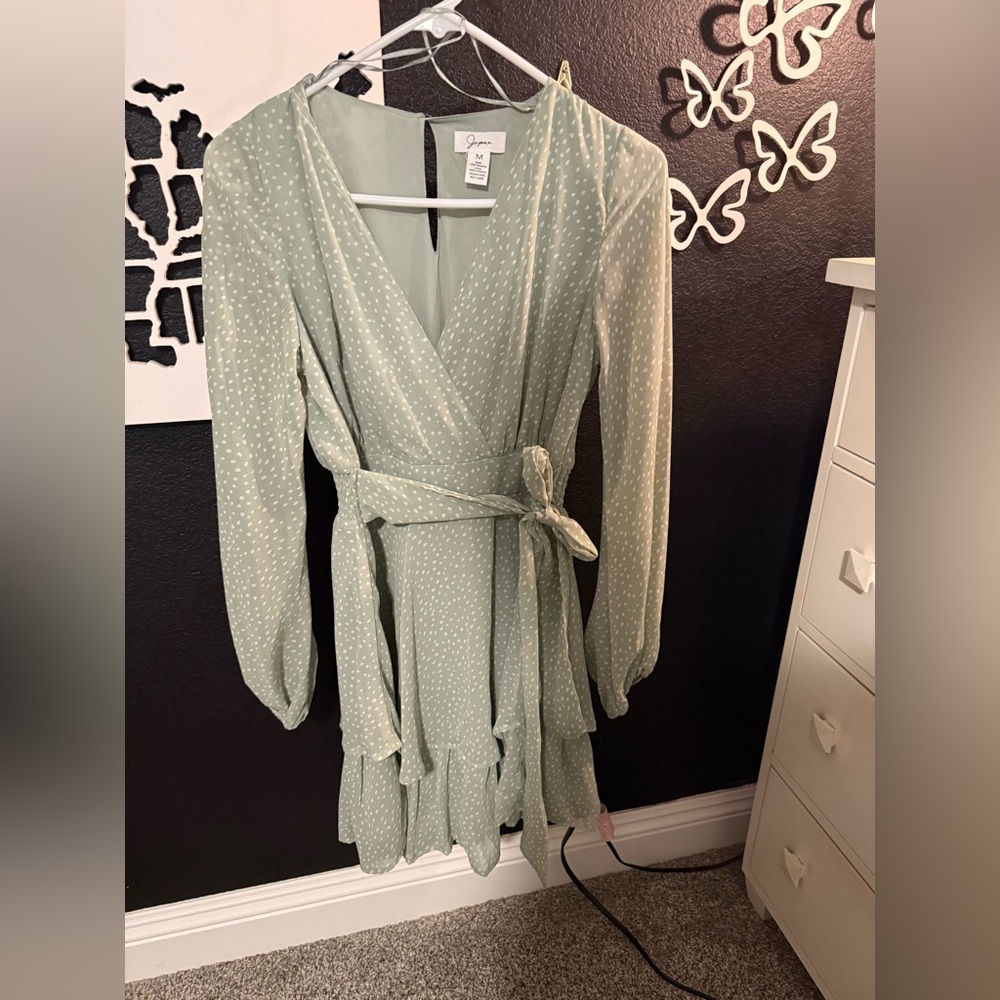 Seafoam Green and White Polka Dotted Dress
